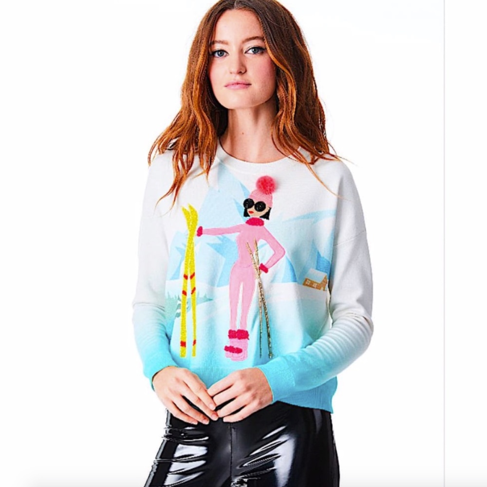 Alice + Olivia Gleeson Embellished Multi with Tag Sweater
